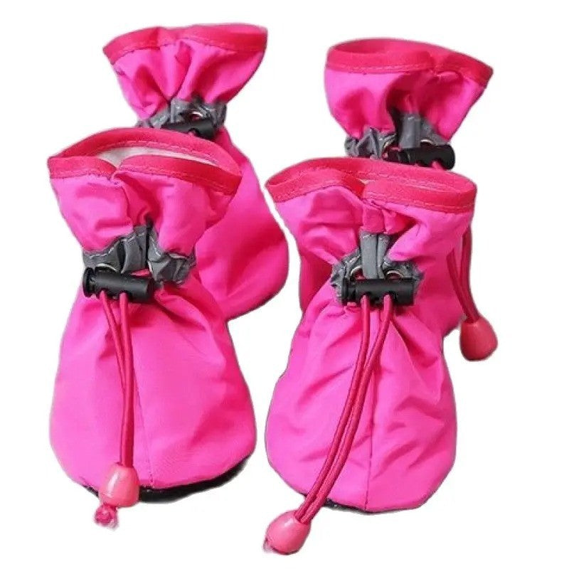 4PCS Waterproof Dog Shoes Anti-Slip Rain Boots Protective Pet Booties for Cats