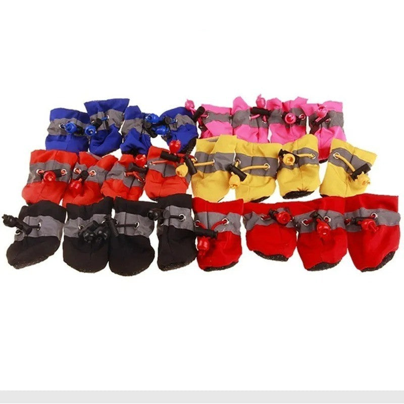 4PCS Waterproof Dog Shoes Anti-Slip Rain Boots Protective Pet Booties for Cats