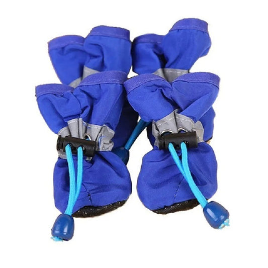 4PCS Waterproof Dog Shoes Anti-Slip Rain Boots Protective Pet Booties for Cats